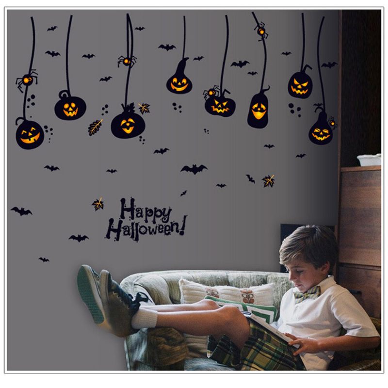 Halloween Vodootporne Pvc Zidne Naljepnice Gothic Pumpkin Lantern Witch Pattern Diy Home Decoration Kid Room