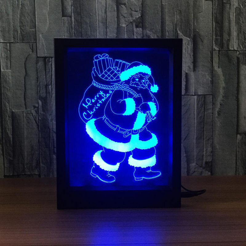 Led 3d Božićni Šareni Okvir Za Fotografije Noćna Svjetla 7 Boja Promjena Daljinskog Upravljača Desk Lampa