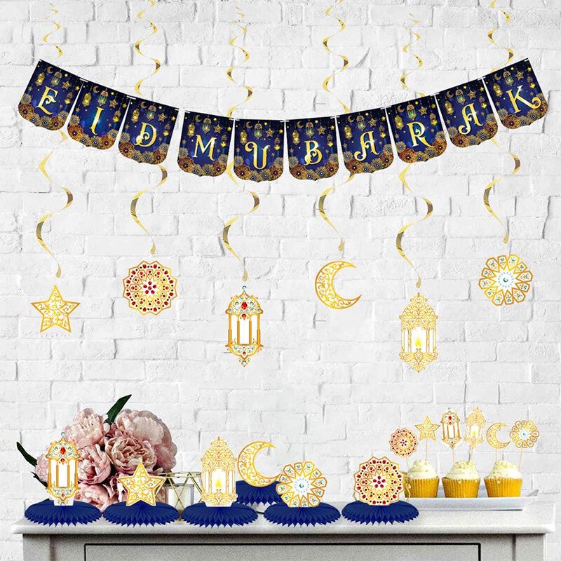 Ramazan Party Eid Mubarak Hanging Bunting Banner Islamski Festival