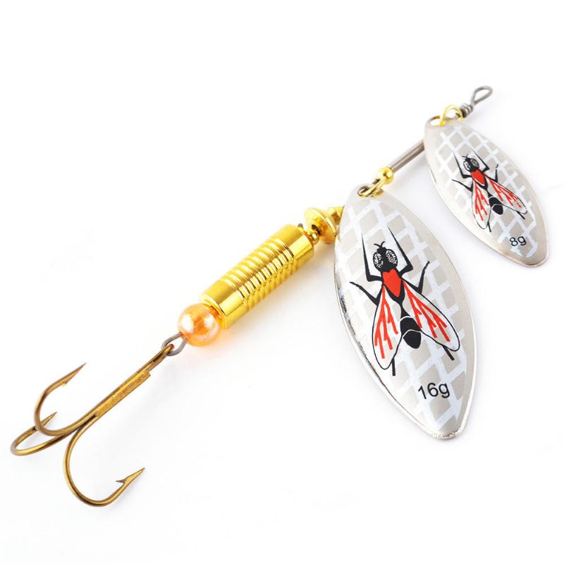 Double Spoon Sequins Bass Lure Bait Minnow Fishing Trostruka Udica S Udicom