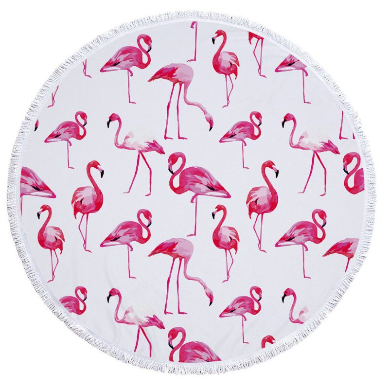 Fashion Flamingo 450g Okrugli Ručnik Za Plažu S Kićankama Mikrofibra 150cm Pokrivač Za