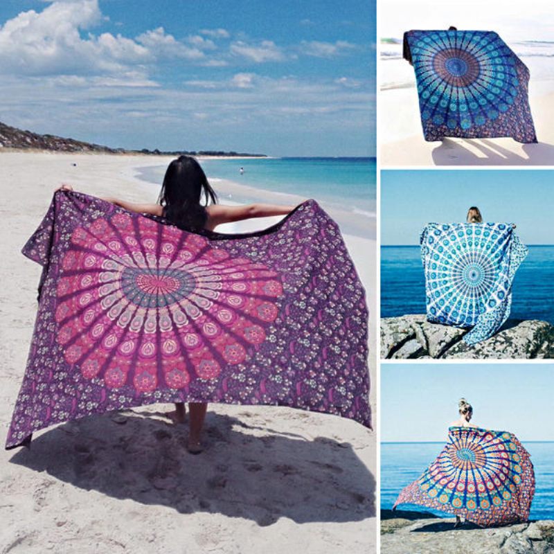 Honana Wx-17 150x210cm Boemski Stil Ručnik Za Plažu Od Poliesterskih Vlakana Šal Mandala Pravokutna Posteljina Tapiserija