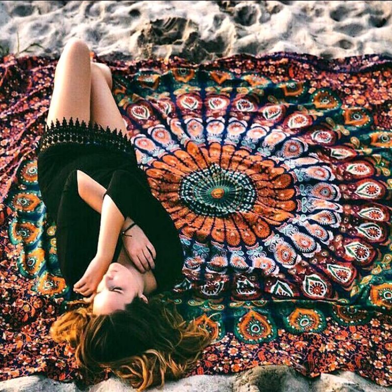 Honana Wx-99 New 150x210cm Boemski Stil Poliesterskih Vlakana Ručnik Za Plažu Mat Tapiserija Mandala Pravokutna Posteljina