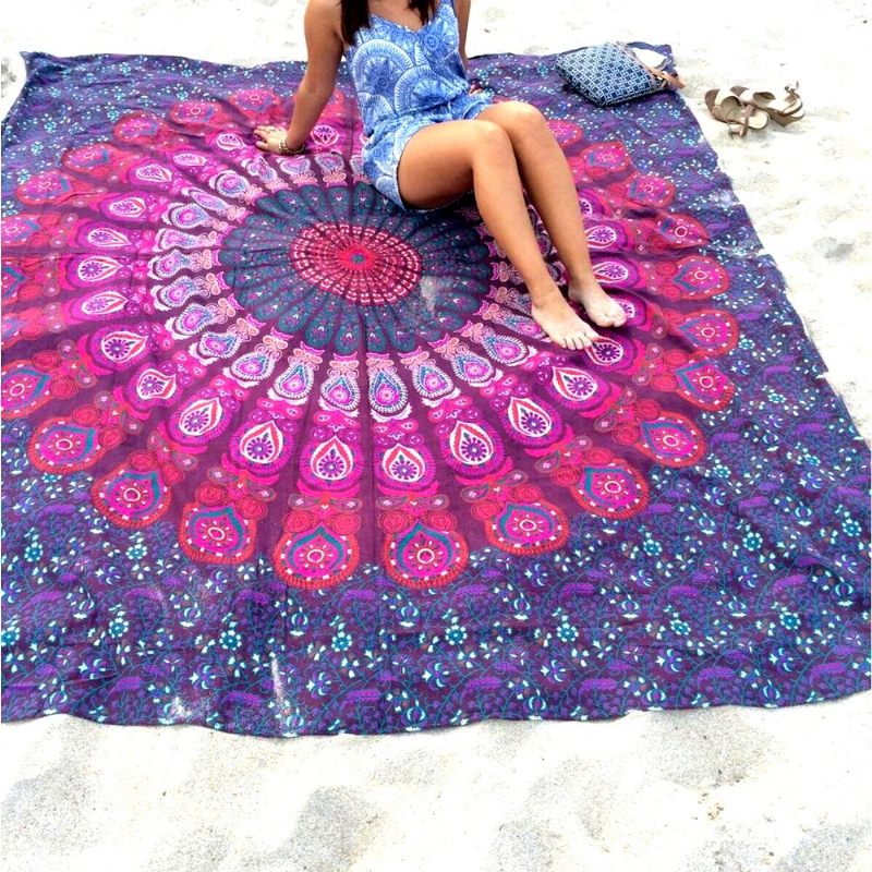 Honana Wx-99 New 150x210cm Boemski Stil Poliesterskih Vlakana Ručnik Za Plažu Mat Tapiserija Mandala Pravokutna Posteljina