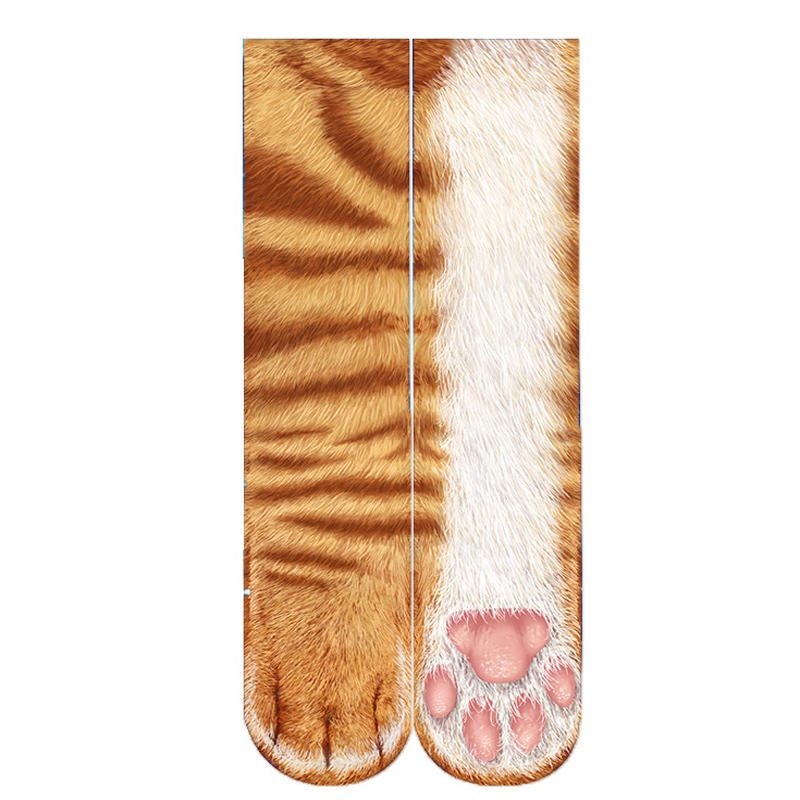 Kreativne 3d Ispisne Čarape Za Šape Za Odrasle Životinje Unisex Crew Cat Duge Cijevaste Elastične Prozračne Pas Tigar Zebra Svinja Mačka Šapa