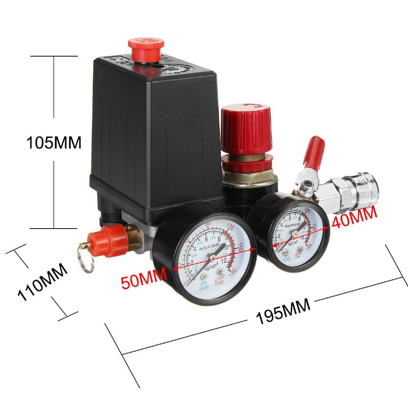 120 Psi Tlačna Sklopka Zračnog Kompresora Kontrolni Ventil Regulatora Razvodnika Mjerači S Brzim Priključkom