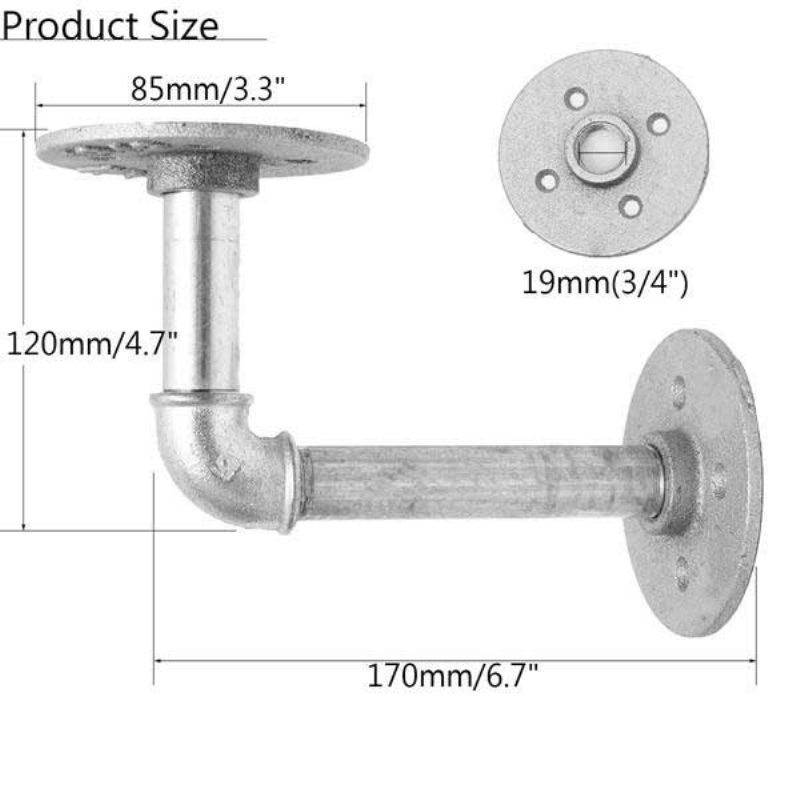 2pcs Nosači Za Police Od Željeznih Cijevi Srebrni Industrijski Čelični Držač Home Decor Diy