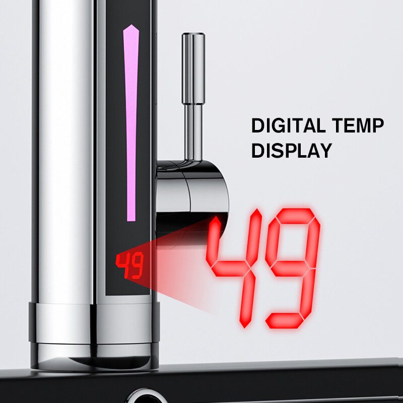 Zaslon S Temperaturom Svjetla Od 3300 W Električni Grijač Trenutno Grijanje Slavina Za Toplu Vodu