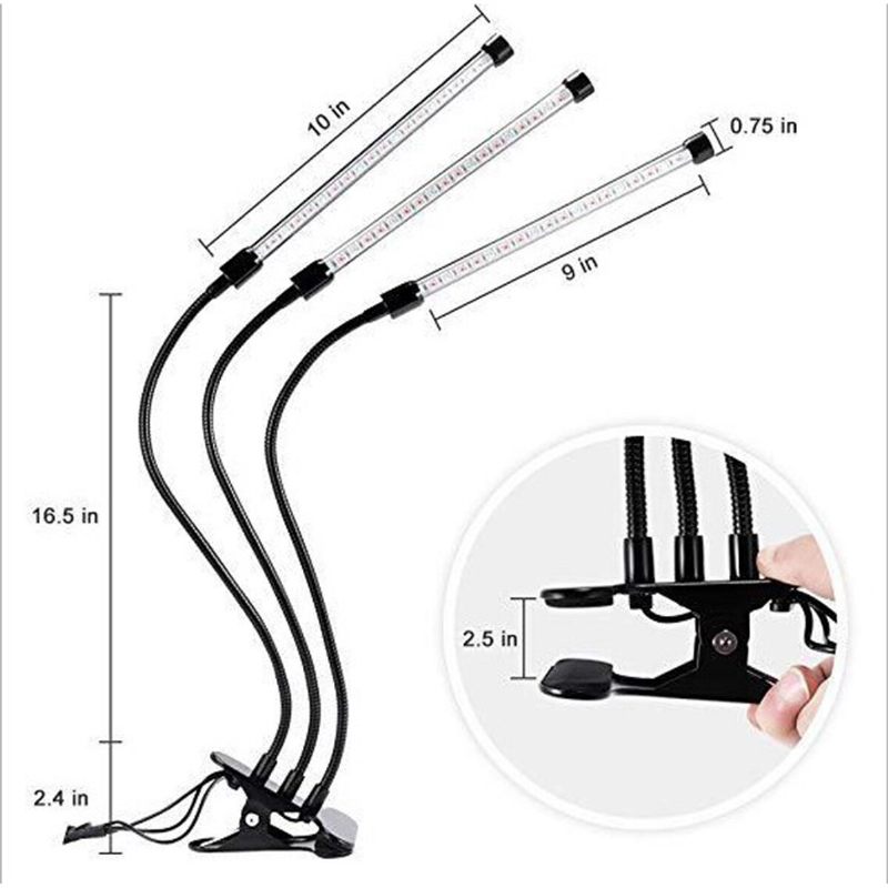 18w/20w/27w 2/3/4 Glave Usb Led Rasvjeta Za Uzgoj Biljaka Fleksibilna Svjetiljka Na Kopču S Daljinskim Upravljačem Dc5v