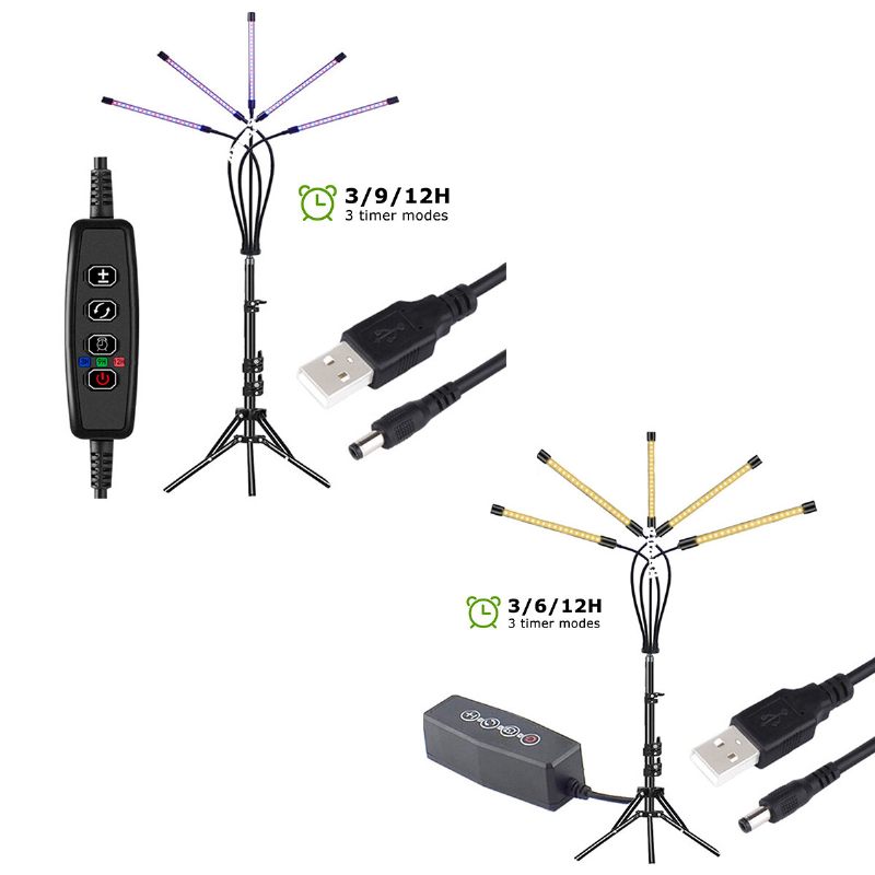 5 Hesds Led Svjetiljki Za Uzgoj Za Biljaka Sa Stativom Za Sobne Biljke