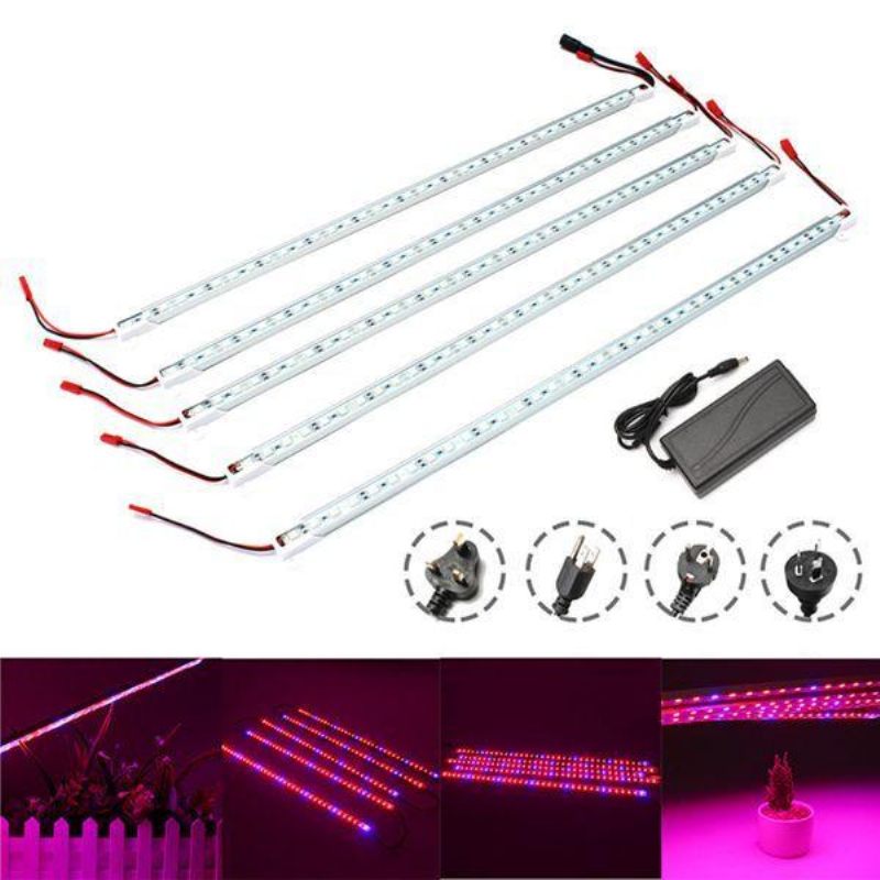 5pcs 50cm Smd5050 Nevodootporna 5:1 Led Trakasta Svjetiljka + 5a Strujni Adapter Za Uzgoj Biljaka U Vrtu Dc12v