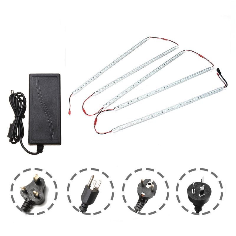 5pcs 50cm Smd5050 Nevodootporna 5:1 Led Trakasta Svjetiljka + 5a Strujni Adapter Za Uzgoj Biljaka U Vrtu Dc12v