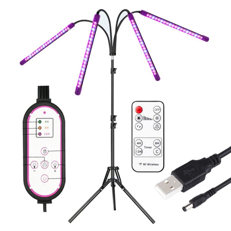 Daljinski Upravljač 4 Glave Led Svjetiljke Za Uzgoj Svjetla Lampe Za Biljaka Sa Stativom Za Sobne Biljke