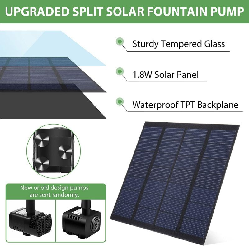 Gochange 1.8w 180l/h Vodena Pumpa Za Fontanu Sa Solarnim Panelom Bez Četkica Za Za Vrtni Bazen Jezerce Akvarij