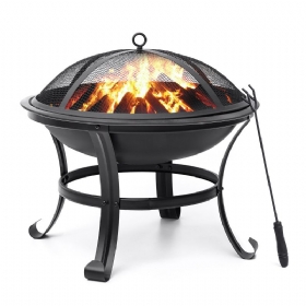 Kingso 22 Inča Fire Pit Steel Wood Burning Small Jam With Spark Screen Rešetka Za Drva Žarač