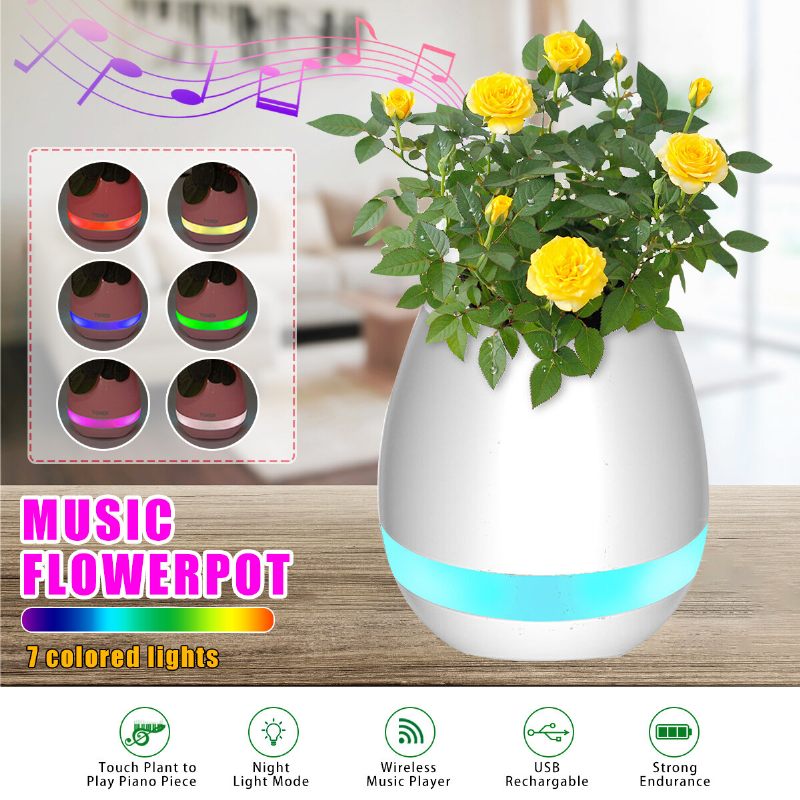 Music Flower Lonk Smart Touch Plant Play Sevven Colour Lamp Piano Led Light Bluetooth