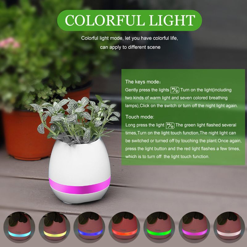 Music Flower Lonk Smart Touch Plant Play Sevven Colour Lamp Piano Led Light Bluetooth