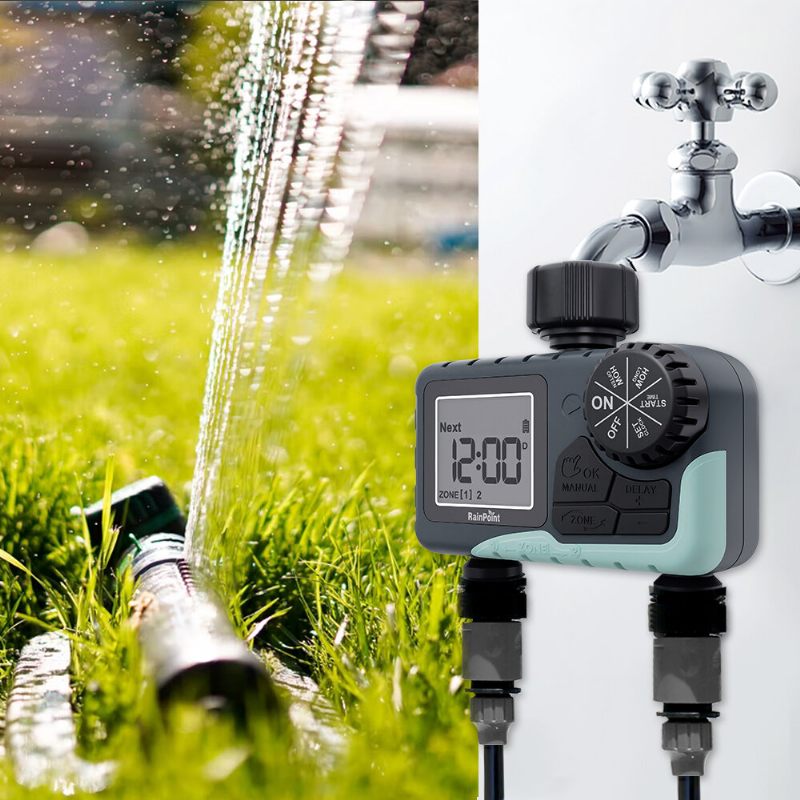 Rainpoint Sprinkler Timer Automatski Sustav Navodnjavanja Vanjski Mjerač Vremena Za Vodu 2 Zone Slavina Za Crijevo