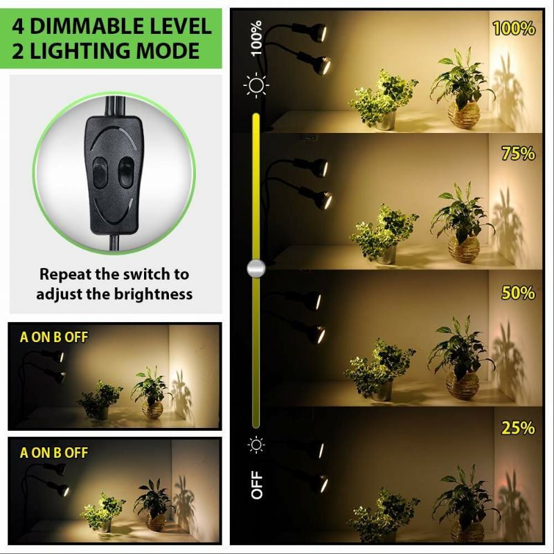 Relassy Ac100v-240v 300w 60led S Dvostrukom Glavom S Punim Spektrom Led Svjetiljka Za Uzgoj Sobnih Biljaka Lanac S Prigušivom Ručkom Sunčano Svjetlo Za Sjetve Povrća I Cvijeća