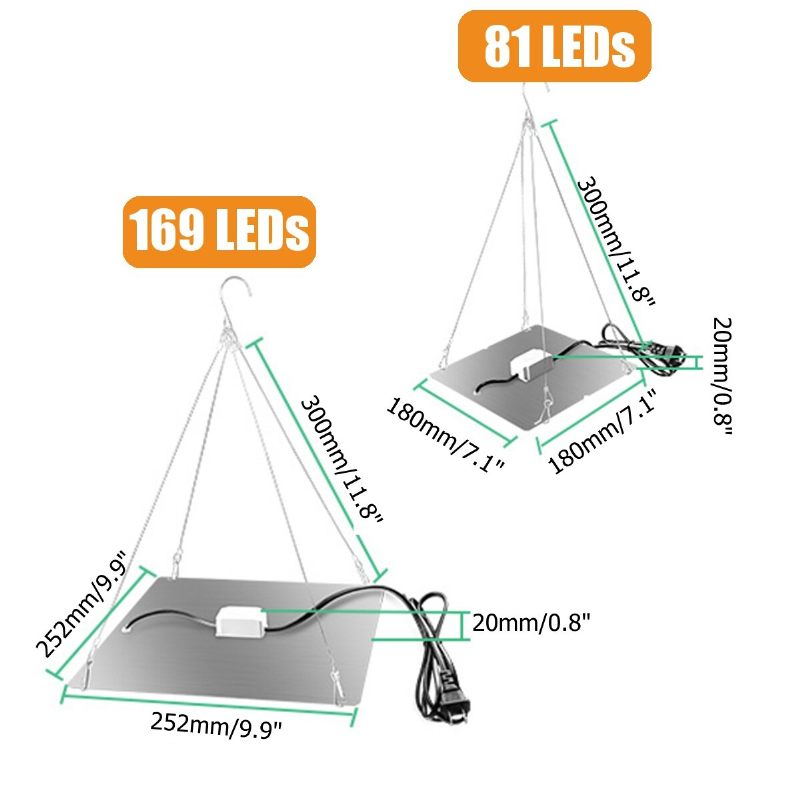 Ultra Tanke 81/169 Led Uv Svjetiljke Za Rast Biljaka Svjetiljka Punog Spektra Za Biljke Za Unutarnje Hidroponike Cvijeće 110-240 V